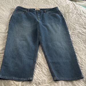 Talbots Rhinestone Embellished Cropped Jeans Capris Sz 14 Petite